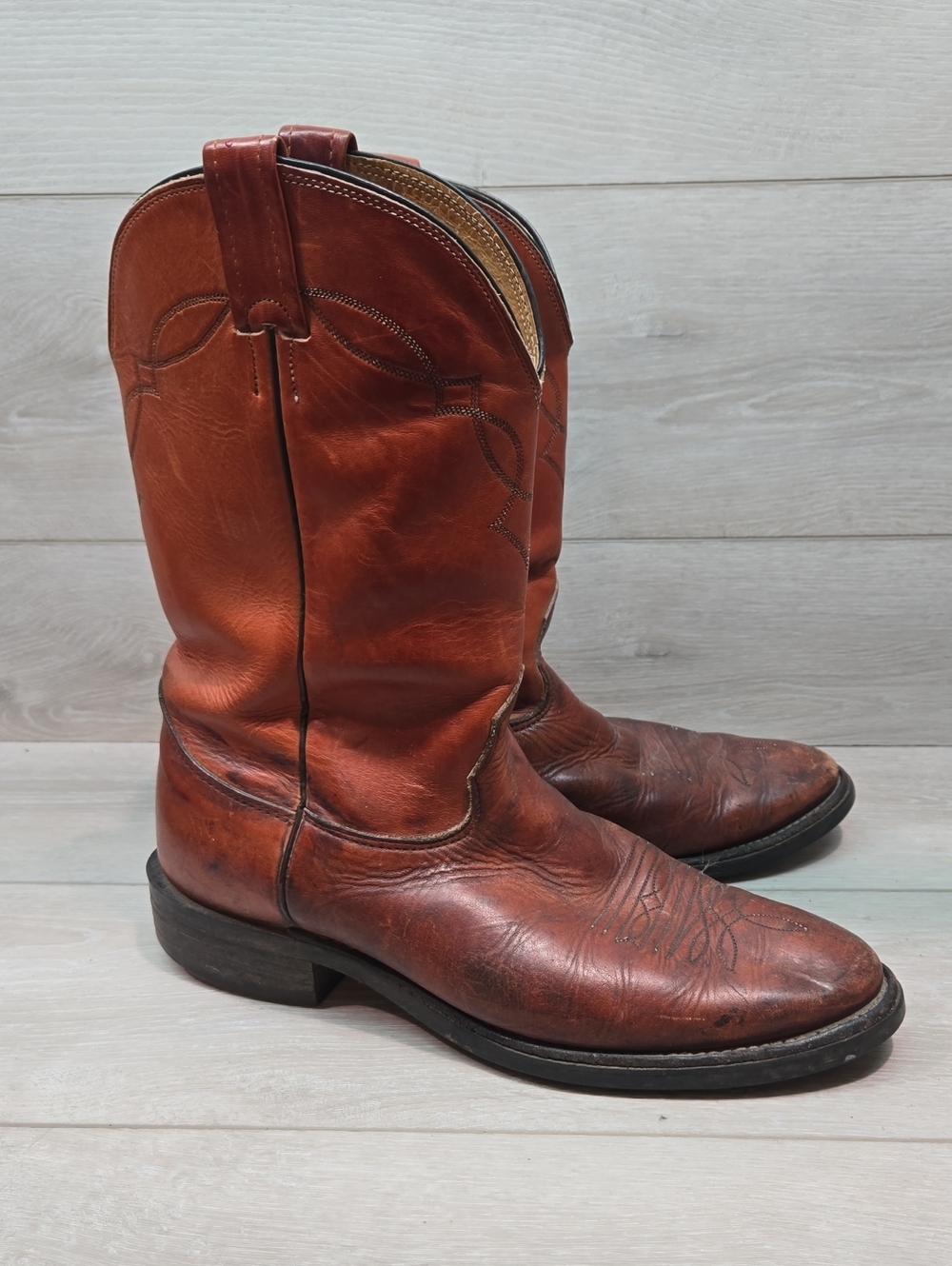 Nocona Classic Men's Brown Leather Cowboy Boots Shoes Sz 11 - Picture 1 of 13